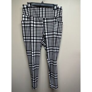 Live Well Athleisure Plaid Pocket Leggings Women's Size 14/16W Black White